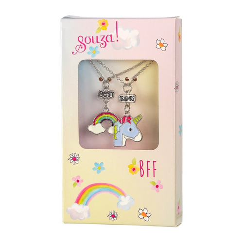 Souza Cadeauset BFF eenhoorn kettinkjes, zilver (2st.)