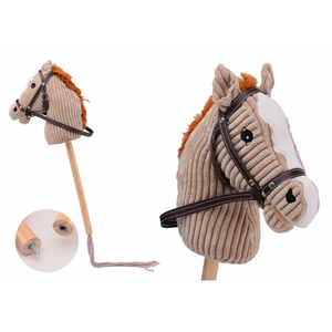 Stokpaard kort met staart en geluid Holly Horse corduroy (75cm)