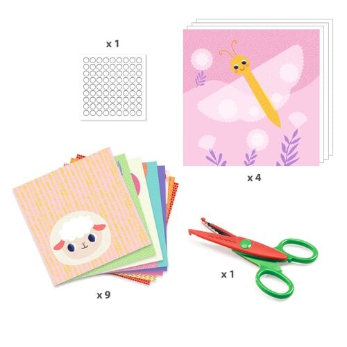 Djeco Knutselpakket - Creëren met papier "Inkepingen met kartelschaar" (3-6j) Djeco Knutselpakket - Creëren met papier "Inkepingen met kartelschaar" (3-6j)