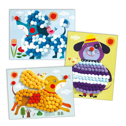 Djeco Knutseldoos - Pompons 'honden' (3-6j) Djeco Knutseldoos - Pompons 'honden' (3-6j)
