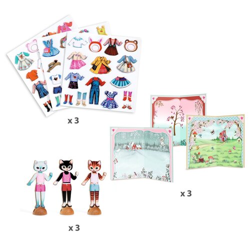 Djeco Knutseldoos - Collage herpositioneerbare stickers 'Little Dressing'  (3-6j)