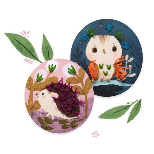 Djeco Knutseldoos - Borduren met wol 'dieren' (3-6j)