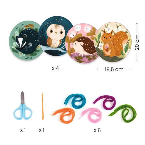 Djeco Knutseldoos - Borduren met wol 'dieren' (3-6j)