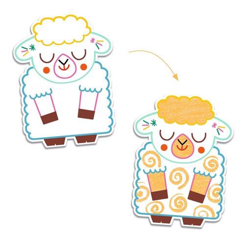 Djeco Knutselpakket - Verborgen kleurplaten 'Huisdieren' (+18m)