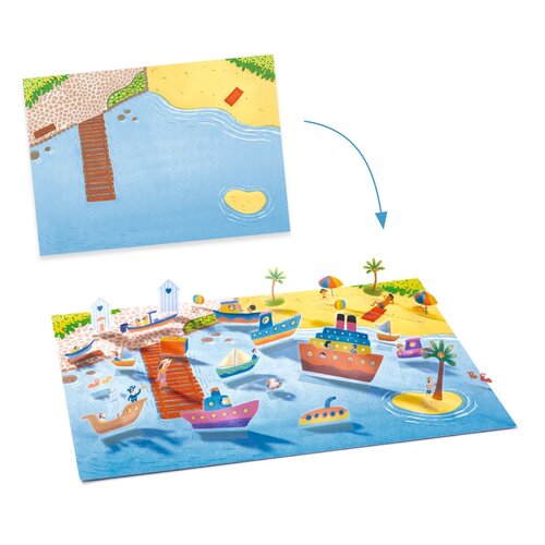 Djeco Knutselpakket - Lift-Up Stickers "Voertuigen" (3-6j)