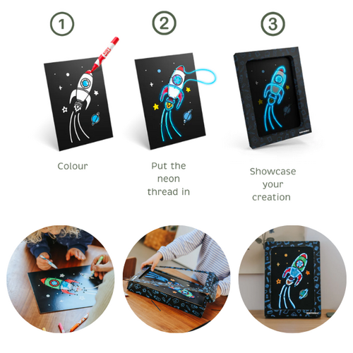 Kidywolf KIDYNEON PACK - Kit voor lichtgevende wanddecoratie "Animals, Kawaii & Galaxy"
