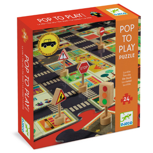 Djeco Vloerpuzzel - Pop to Play 'Stad' 24st. (+4j)