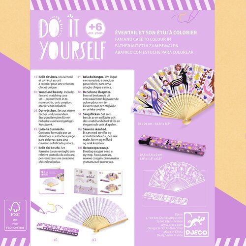 Djeco DIY - Waaier + doosje om in te kleuren 'bos' (+6j)