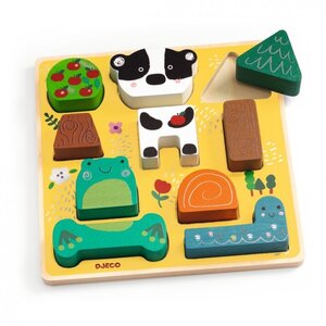 Djeco Puzzel - Inlegpuzzel + constructiespel 'Puzz & Match' (+18m)