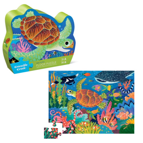 Crocodile Creek Foil Vloerpuzzel - Zeeschildpad 36st. (+3)