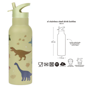 a little lovely company XL Stainless Steel Drinking Bottle - Dinosaurs (500ml)