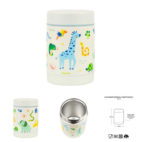 a little lovely company Stainless Steel Food Jar - Jungle (300ml)