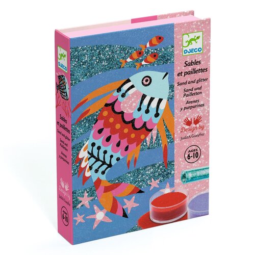 Djeco Knutseldoos - Glitterpoeder en gekleurd zand 'vissen' (6-10j)