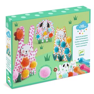 Djeco Knutseldoos - Stippen & Pompons 'In het gras' (+18m)