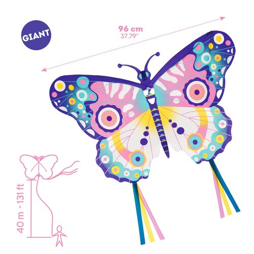 Djeco Maxi Butterfly - Vlieger 96 x 61,5 cm (+ 250cm staart)