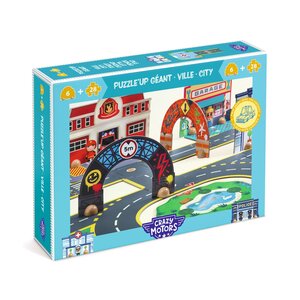 Djeco Crazy Motors - Reuze Puzzl'Up "Stad" 28st. + 6st.