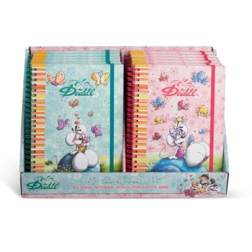 Diddl DIDDL Spiraal notitieboekje a5 met elastische band (divers: roze en blauw)