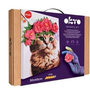 okto 3D modelleer- en verfkit op nummer - Kat Met Bloemenkrans