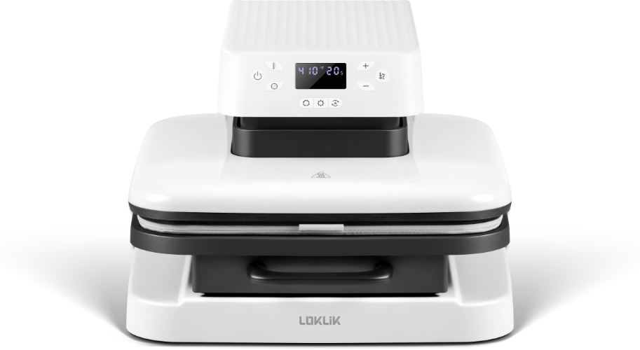 A LOKLiK Auto Heat Press in LOKLiK White