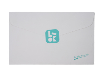 A closed envelope with on it the LOKLiK logo and the tagline "Make Your Day"