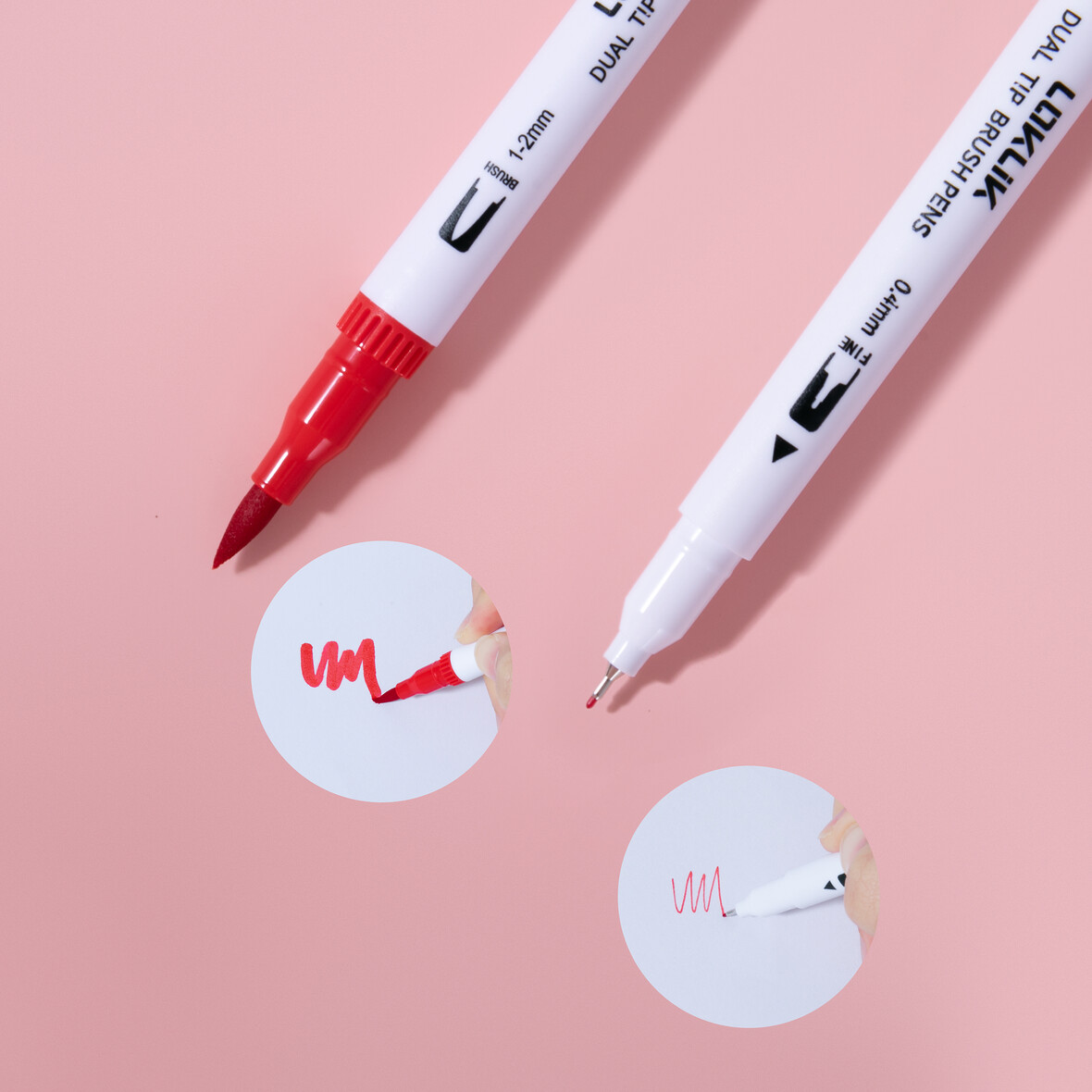 LOKLiK Dual Tip Brush Pens - 12 colours