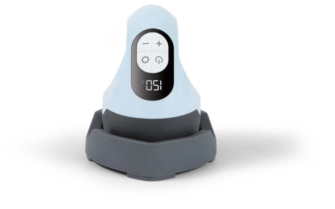 Frontal view of a LOKLiK ImPress™ Mini 3 in Bubble Blue. The display shows 150 °C.