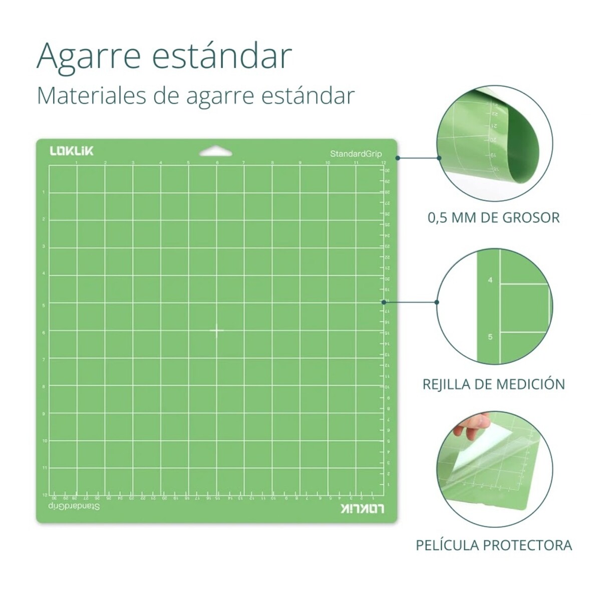 LOKLiK Alfombrilla de corte Pack de 3 - Agarre estándar verde