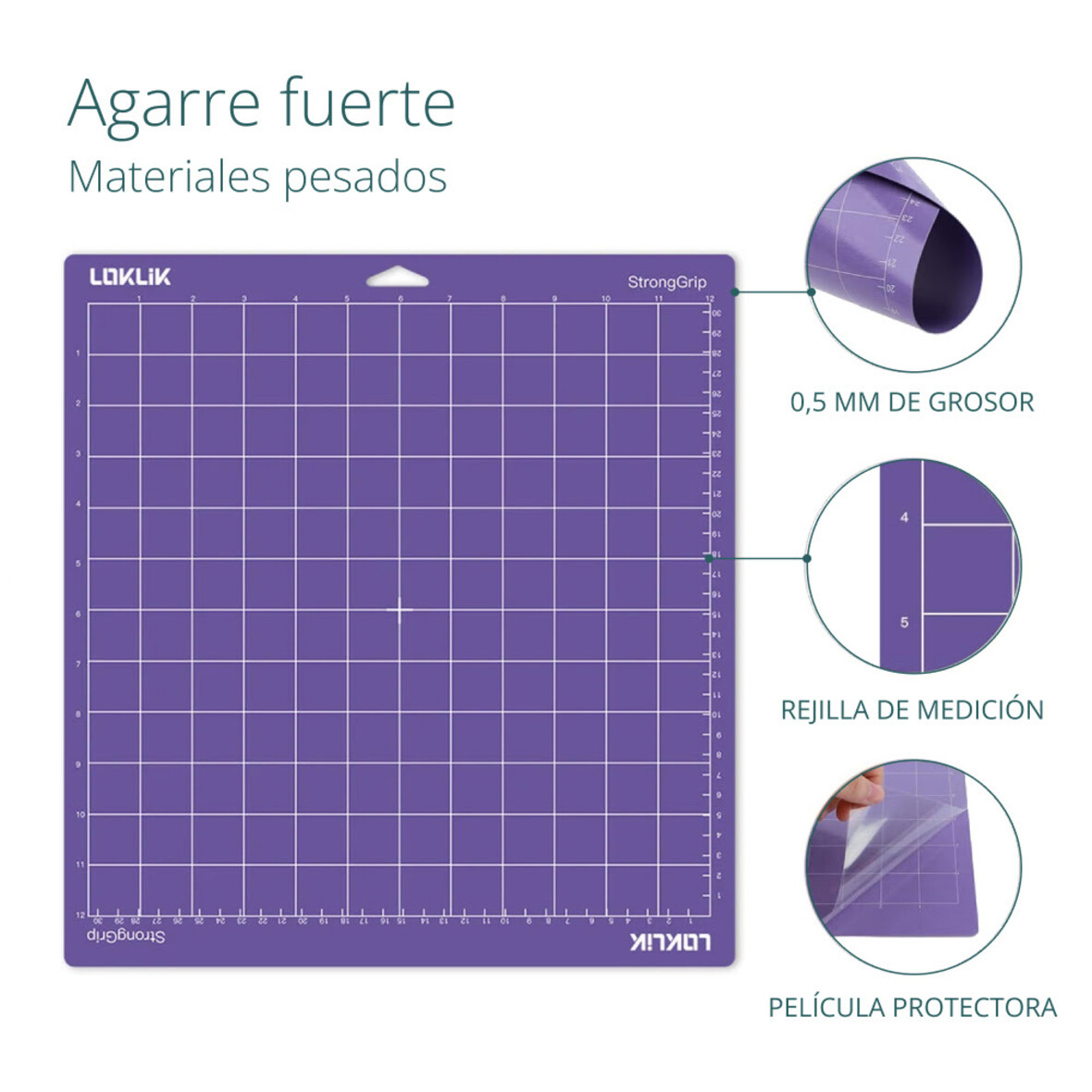 LOKLiK Alfombrilla de corte Pack de 3 - Agarre duro morado