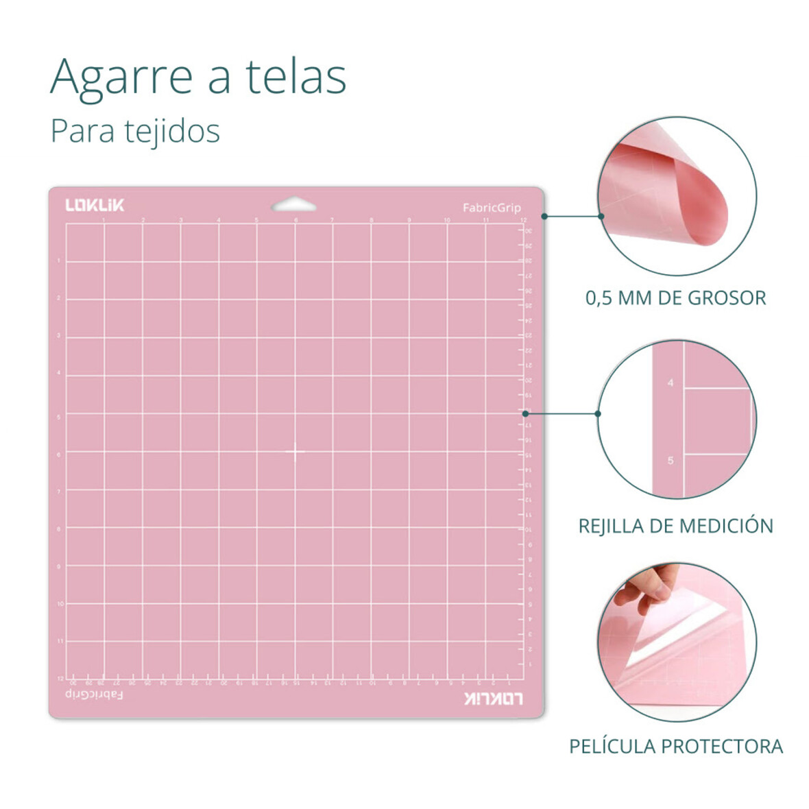 LOKLiK Alfombrilla de corte Pack de 3 - Agarre de tela rosa