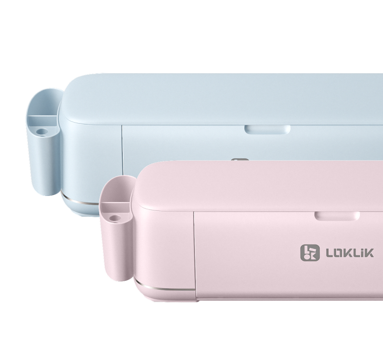 LOKLiK iCraft™ in Pastellrosa steht vor einem LOKLiK iCraft™ in Pastellblau.