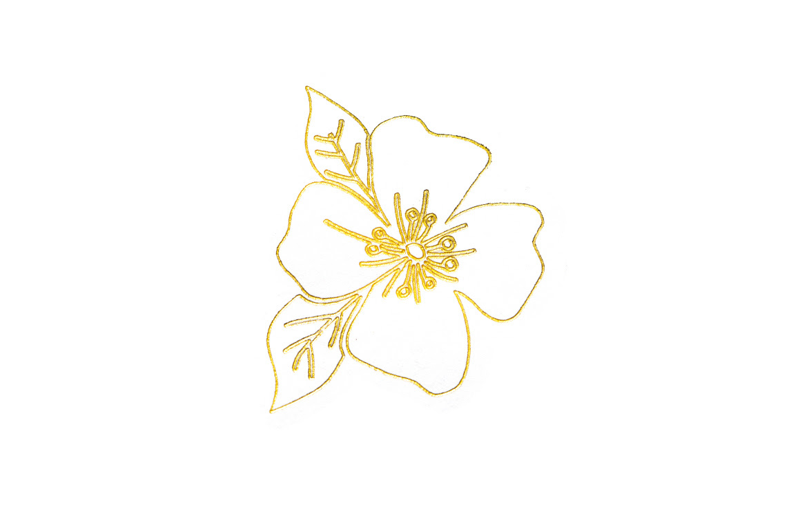 Gold foil design of a flower made with the iCraft™ foil transfer tip