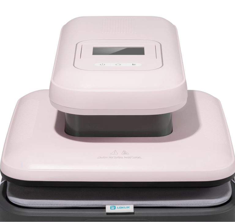 Frontal view of a LOKLiK ImPress™ Auto 2-Smart in Pastel Pink. The touch screen is folded in.