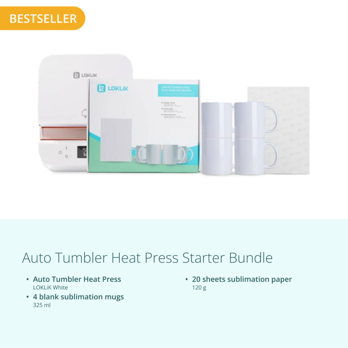 LOKLiK Auto Tumbler Heat Press - LOKLiK White