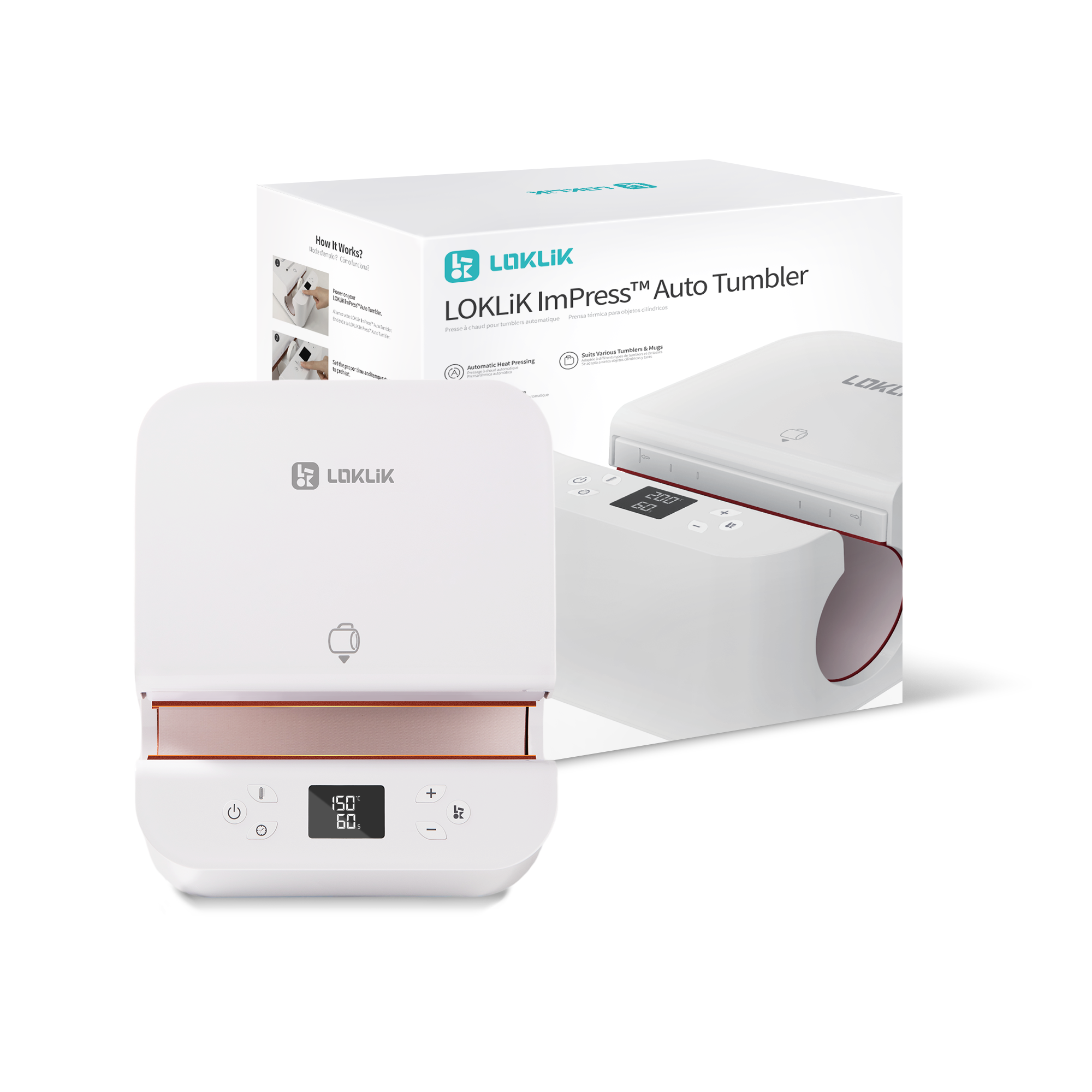 LOKLiK Auto Tumbler Heat Press - LOKLiK White