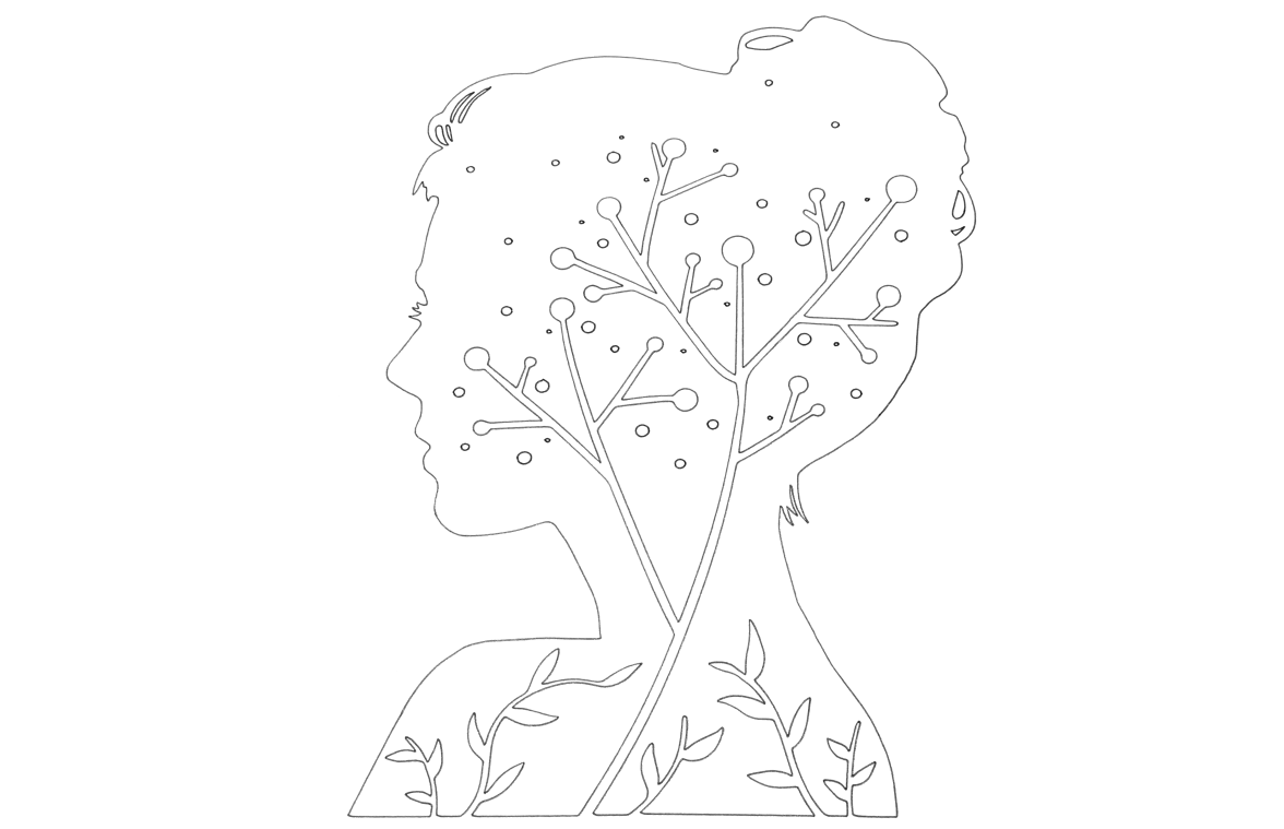 Side view of the face of a woman in black marker made with the drawing function of the LOKLiK iCraft™