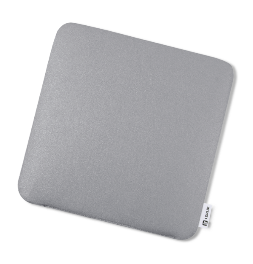 Tapis de presse à chaud gris à un angle de 45 degrés.