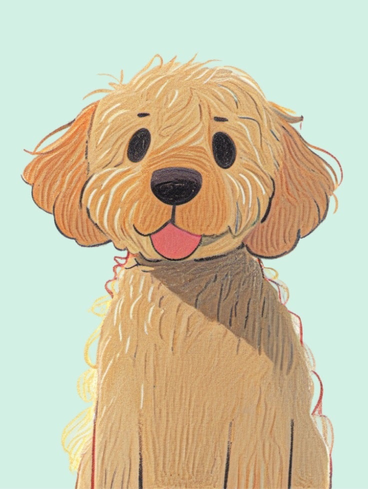Foto van een hond geconverteerd naar een schetsmatige beeldstijl met AI