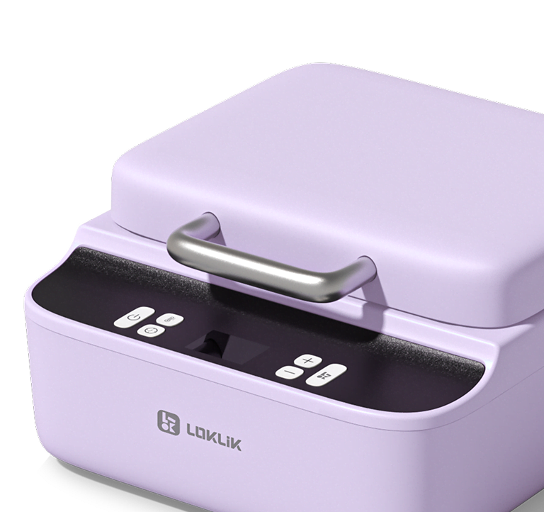 LOKLiK Phone Case Heat Press in Lavender Purple seen at an angle.