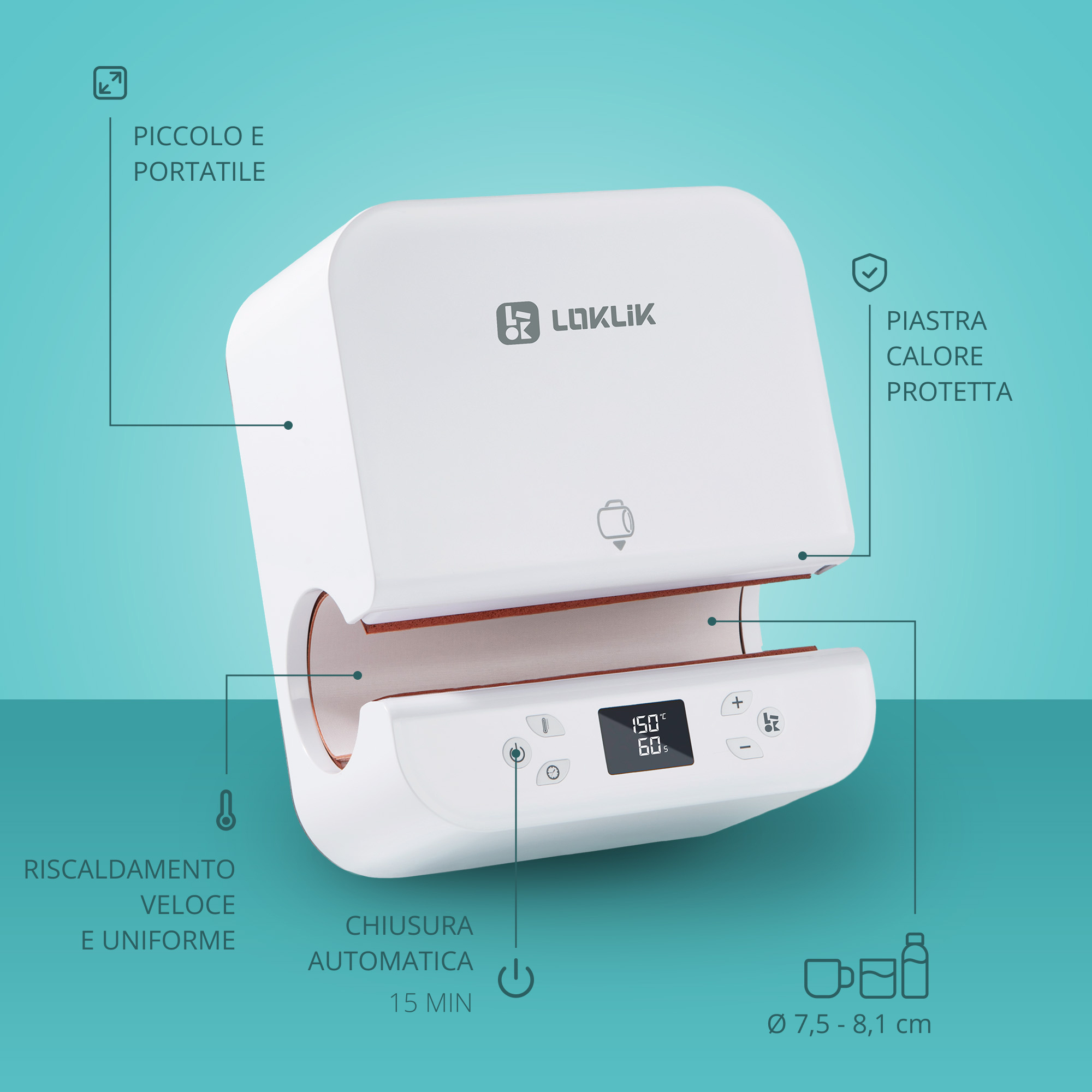 LOKLiK Auto Tumbler Heat Press - LOKLiK Bianco