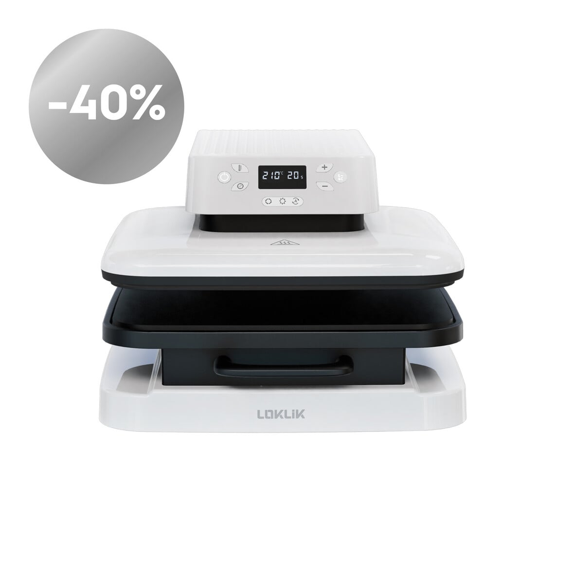 LOKLiK Open Box Silver Auto Heat Press LOKLiK White
