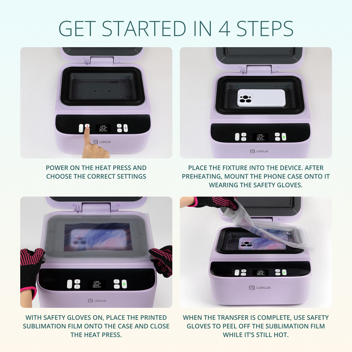 LOKLiK Open Box Bronze Phone Case Heat Press - Lavender Purple