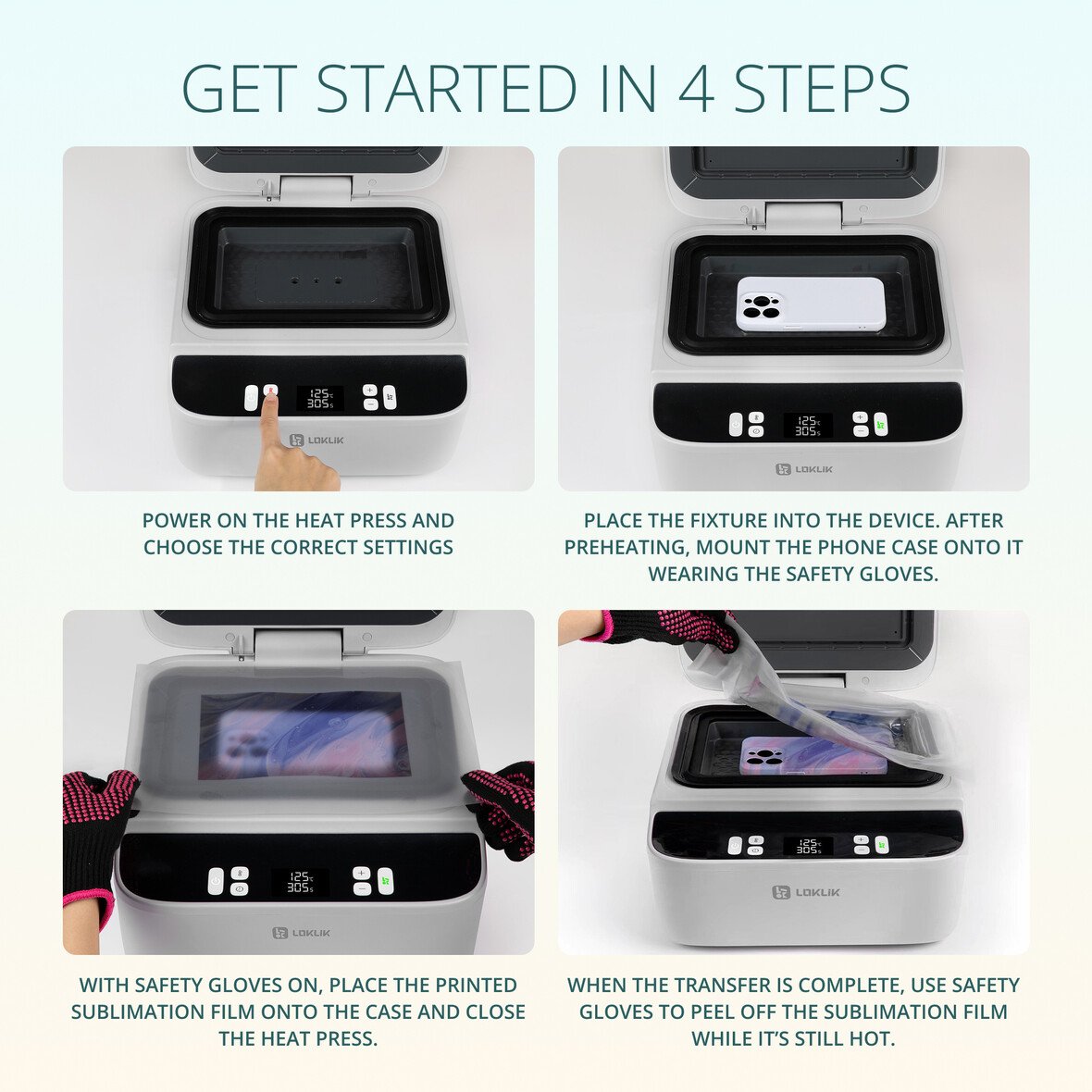 LOKLiK Open Box Silver Phone Case Heat Press - Daisy White