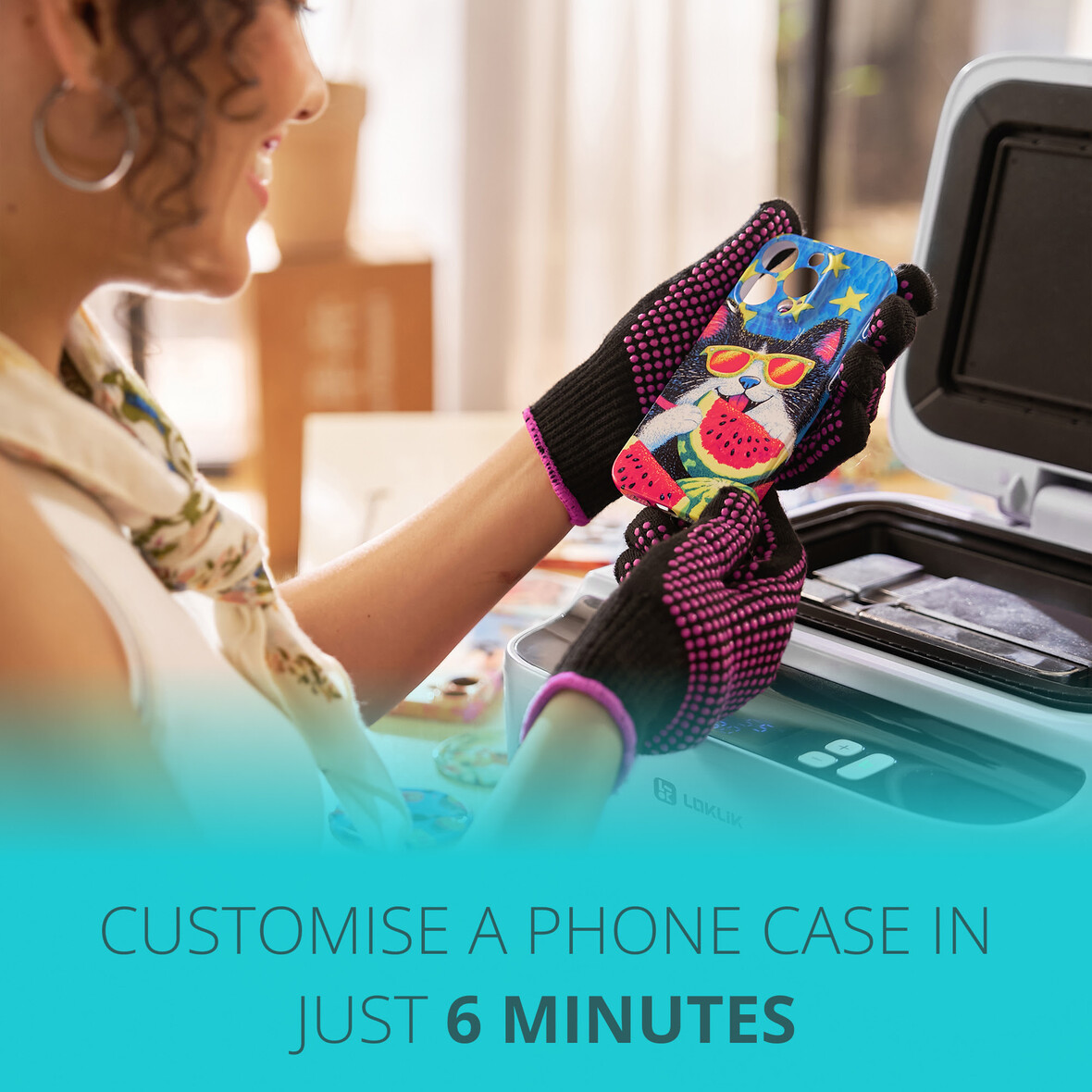 LOKLiK Open Box Bronze Phone Case Heat Press - Daisy White