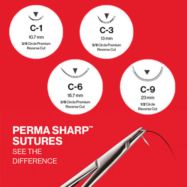 HECHTMATERIAAL 18'' (45cm) PTFE 6/0;  3/8 CIRKELNAALD - PREMIUM C-3