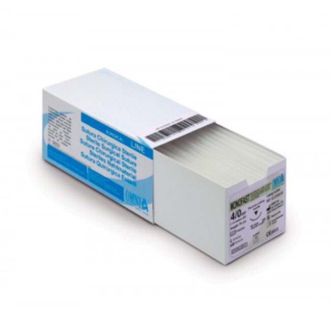 PGCL HECHTDRAAD 5/0, 45 CM. NAALD: 12 MM, EXTRA SCHERP, 3/8 CIRKEL MONOFAST (OMNIA)