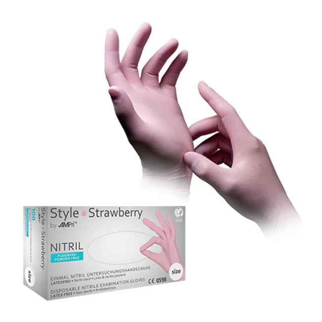NITRILE HANDSCHOENEN  POEDERVRIJ  STYLE STRAWBERRY - S/1000 ST.