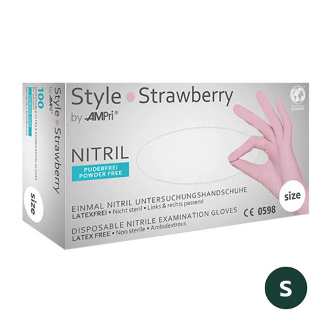 NITRILE HANDSCHOENEN  POEDERVRIJ  STYLE STRAWBERRY - S/1000 ST.