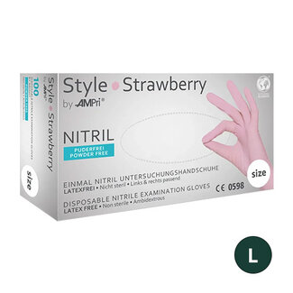 AMPRI NITRILE HANDSCHOENEN  POEDERVRIJ  STYLE STRAWBERRY - L/1000 ST.
