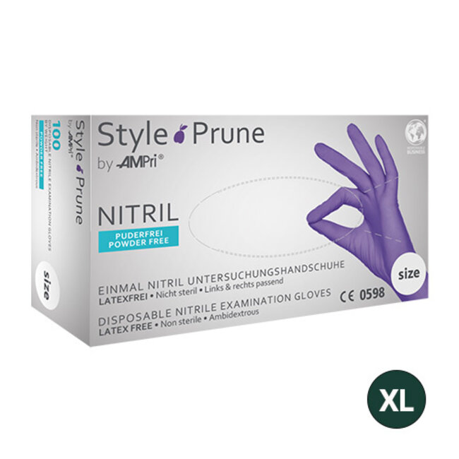 NITRILE HANDSCHOENEN  POEDERVRIJ  STYLE PRUNE -XL/1000 ST.