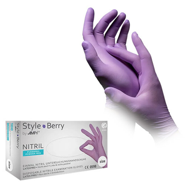 NITRILE HANDSCHOENEN  POEDERVRIJ  STYLE BERRY-L/1000 ST.